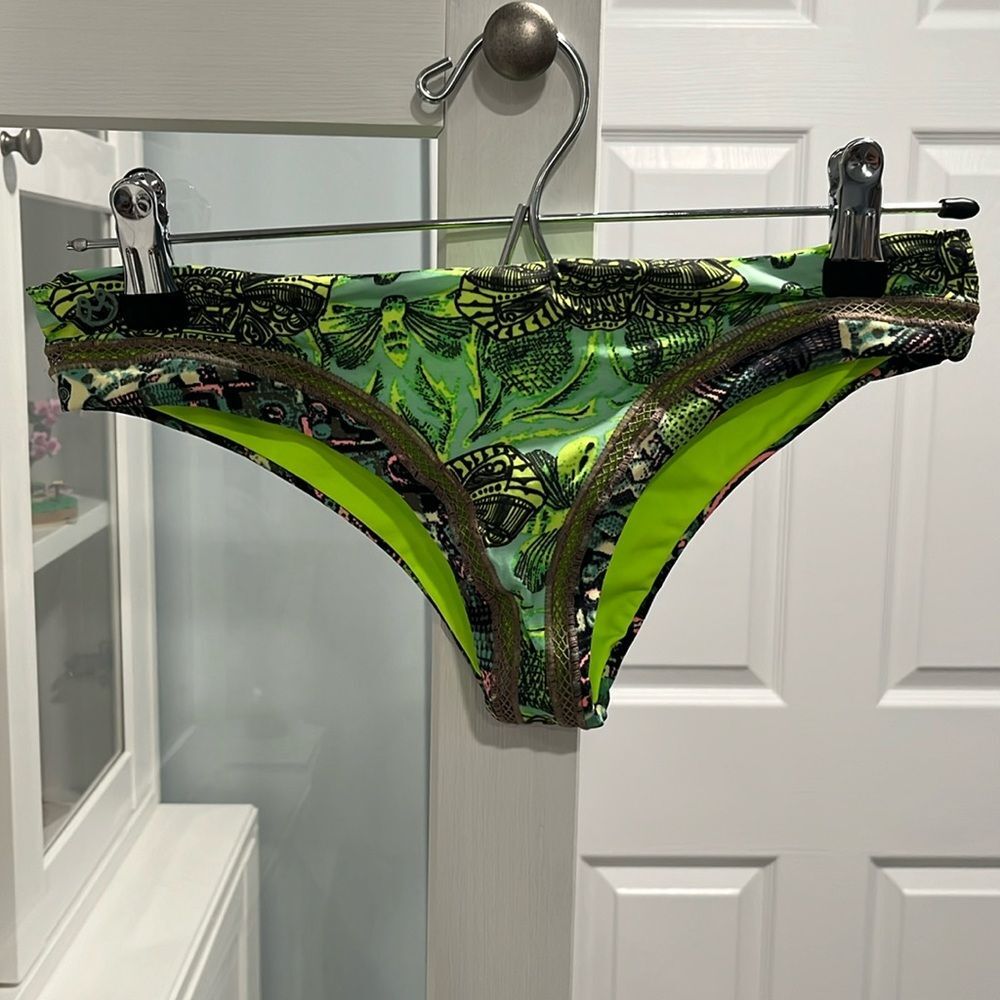 MAAJI HipsterGreen and Pink Printed Bikini Bottom with Cutout Detailing, Size XS